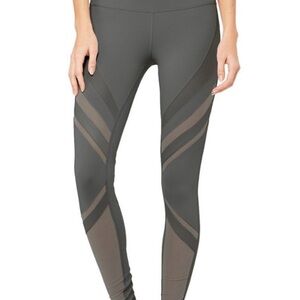 Alo Yoga Coast Women's Gray Mesh Panel Leggings